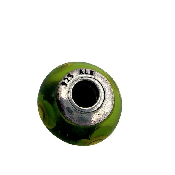 Authentic Pandora ALE Sterling Silver Murano Lime Green Flower Charm Bead! 70 - Picture 6 of 7